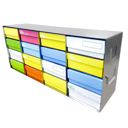 Vista 12 de Estante para congelador de acero inoxidable de 12 pozos (3 x 4), dimensiones de aproximadamente 16.54 x 5.51 x 9.45 pulgadas, cajón de acceso