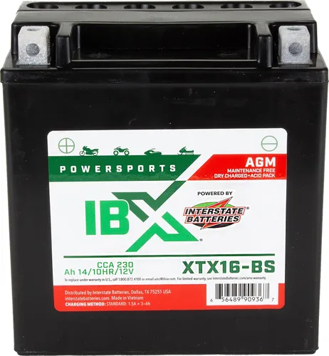 Vista 13 de Interstate Batteries YTX14L-BS 12V 12Ah Powersports Batería 200CCA AGM recargable de repuesto para motocicletas Harley-Davidson (XTX14L-BS)