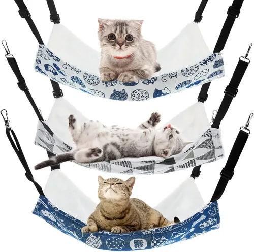 BBTO Hamaca reversible para mascotas, hamaca colgante de felpa suave para gatos, cama de conejillo de indias, jaula para ratas, accesorios para