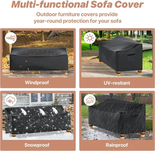 Vista 4 de Likorlove Fundas para muebles de patio, 90 pulgadas de largo x 60 pulgadas de ancho x 28 pulgadas de alto, funda impermeable para muebles