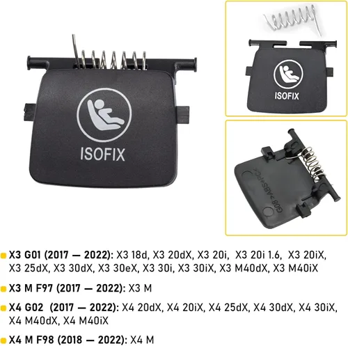 Vista 3 de Jaronx Compatible con BMW Funda de Anclaje para Asiento Infantil X3 G01/X4 G02, Funda Trasera Anclaje Asiento Infantil ISOFIX para BMW X3 G01/X3 M