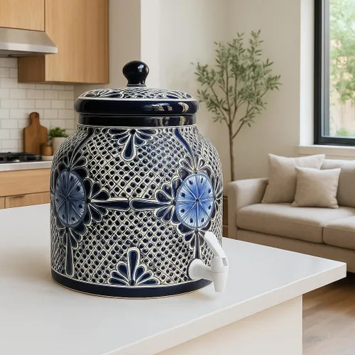 Vista 3 de Dispensador de agua de mesa de cerámica (diseño talavera)