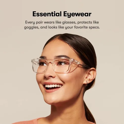 Vista 5 de Stoggles Lentes de seguridad con certificación Rectangular Z87.1, luz azul, lente de bloqueo UV, escudo superior y lateral, antivaho y elegantes