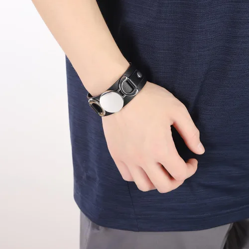 Vista 3 de Punk PU Leather Bracelet Cool Gothic Harajuku Style Rock Cuff Personality Adjustable Rope Wristband Bracelets for Men Women