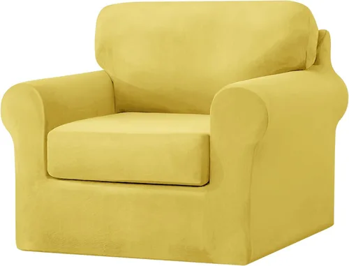 Vista 11 de UNBBRRL Fundas de sofá de 3 piezas para sofá, funda de terciopelo elástico para sillón con 1 funda de cojín de asiento y 1 funda de respaldo