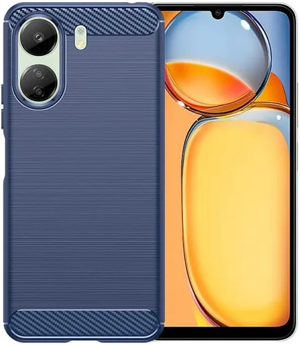Vista 5 de Funda para Xiaomi Redmi 13C Actualizada Antideslizante Absorción de Golpes Flexible TPU Fibra de Carbono Parachoques de goma suave Funda protectora