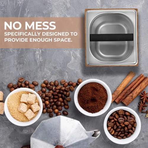 Vista 7 de Knock Box Caja de golpe de espresso de gran capacidad Caja de golpeo de base antideslizante Espresso Caja de café Caja de golpeo espresso