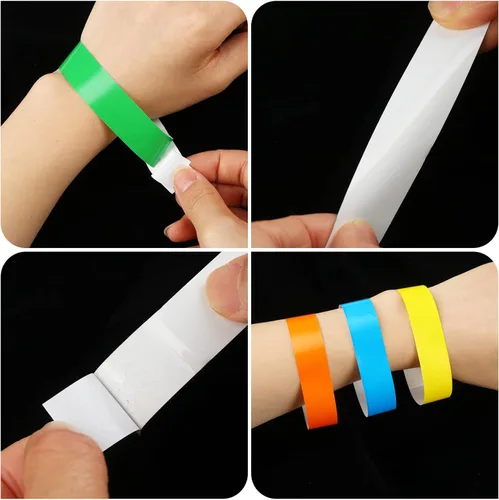 Vista 7 de 1400 pulseras de papel de neón, pulsera desechable impermeable, pulseras adhesivas de colores para eventos y fiestas