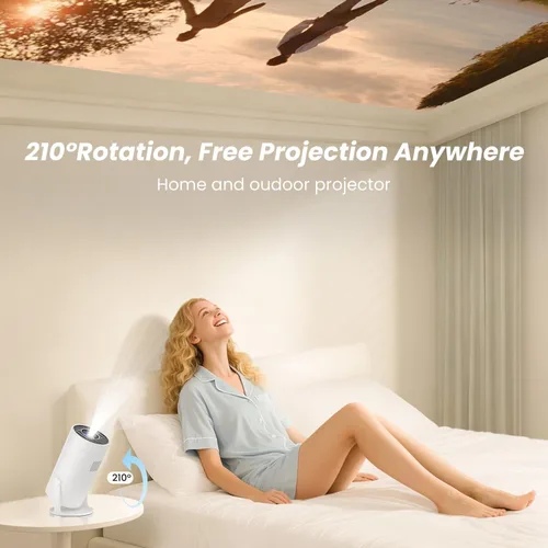 Vista 6 de Mini Proyector con WiFi y Bluetooth, Soporte 4k, Proyector Portátil para Exteriores, Proyector Inteligente con Android, Aplicación Integrada