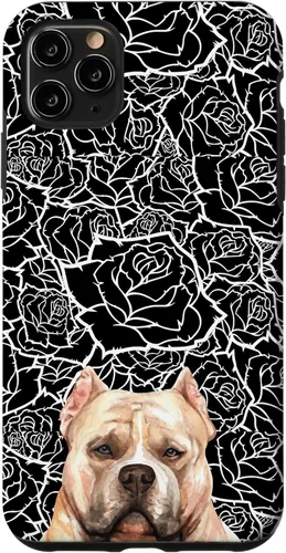 Vista 13 de Funda para iPhone 16 American Bulldog Bully Dog Rose Flower Negro Blanco