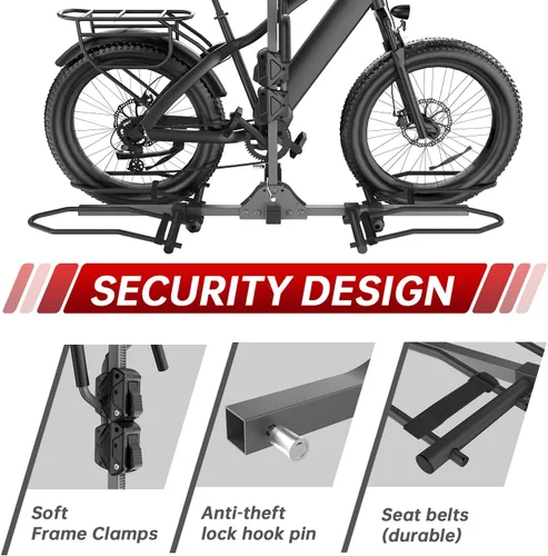 Vista 2 de Soporte de bicicleta para automóvil, 160 libras de alta resistencia de plataforma de 2 bicicletas eléctricas, portabicicletas E plegable