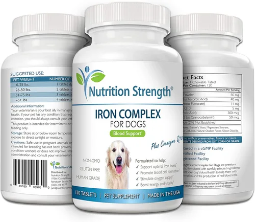 Vista 5 de Hierro para perros con anemia para apoyar la salud de la sangre, formación de células sanguíneas y suministro de oxígeno, suplemento de hierro
