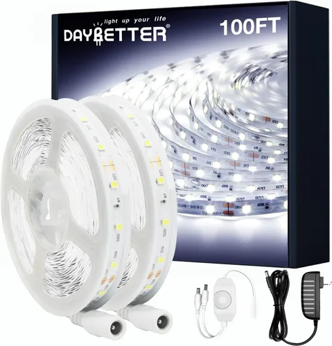 Vista 11 de DAYBETTER 16.4FT Tira de luces LED COB regulable, luces LED de alta luminosidad, 6500K blanco brillante de luz diurna, 24V, 140 LEDs, cinta LED