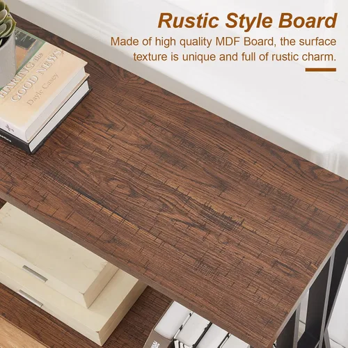 Vista 6 de HOMISSUE Mesa consola de sofá, mesa de sofá extra larga de 70.9 pulgadas con almacenamiento de 2 niveles, mesas de consola estrechas industriales