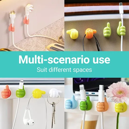 Vista 6 de 40 ganchos creativos de pared con pulgares hacia arriba, soportes de silicona autoadhesivos para el pulgar, clips multifunción para mesita de noche