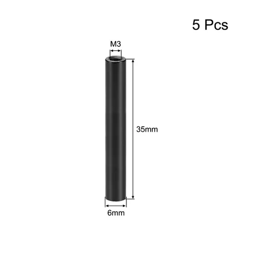 Vista 2 de uxcell 5 unids M3x35mm Dia. 0.236 in redondo aluminio separador columna separador hembra negro para drone FPV Quadcopter Racing RC multirotors