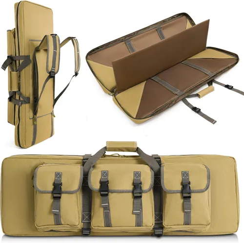 Vista 10 de Soft Rifle Case 32'' 36" 42" 48'' Tactical Long Double Rifle Backpack Gun Bag for Hunting Shooting Range, Firearm Transportation with Lockable