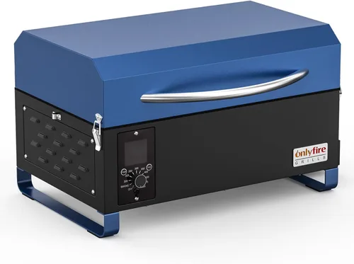 Vista 8 de ONLYFIRE GRILLS Parrilla Ahumadora de Pellets de Madera para BBQ con Sonda de Carne, Área de Cocción de 2 Niveles, Estufa Portátil de Mesa