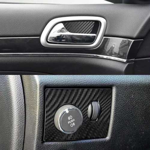 Vista 4 de YAMUDA Compatible con protección interior decorativa de fibra de carbono para SUV Grand Cherokee 2014 2015 2016 2017 2018 2019 2020 2021