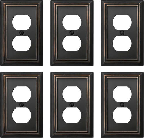 Vista 21 de OKAWYC Adler - Placa de pared de metal para interruptor de luz de decoración individual, paquete de 2 unidades de bronce envejecido de 1 banda