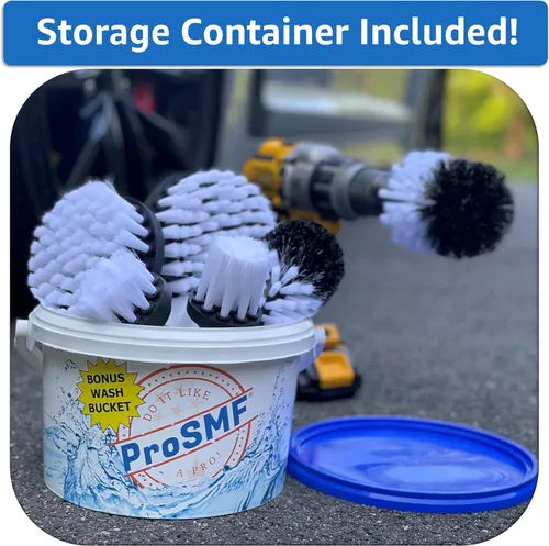 Vista 7 de ProSMF Juego de cepillos de taladro para detalles de coche, cepillo para taladro, accesorios de cepillo de taladro eléctrico - Llantas - Llantas