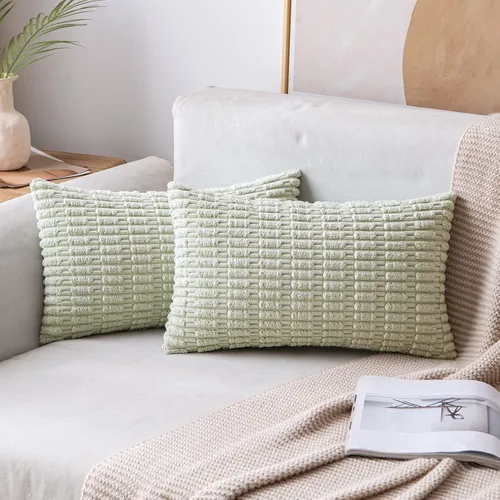 Vista 89 de MIULEE - Juego de 2 fundas decorativas para cojines, de pana suave y con moderno estilo campestre bohemio a rayas, decoración de primavera