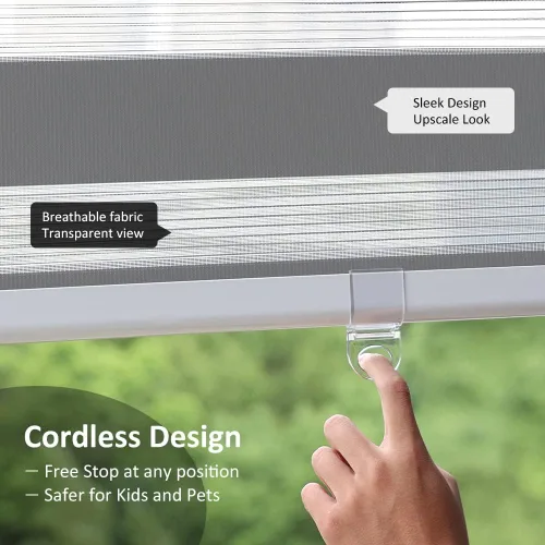 Vista 3 de LUCKUP Persianas enrollables sin cordones de cebra para ventana, de doble capa, con control de luz, cenefa y privacidad para día y noche, de 34