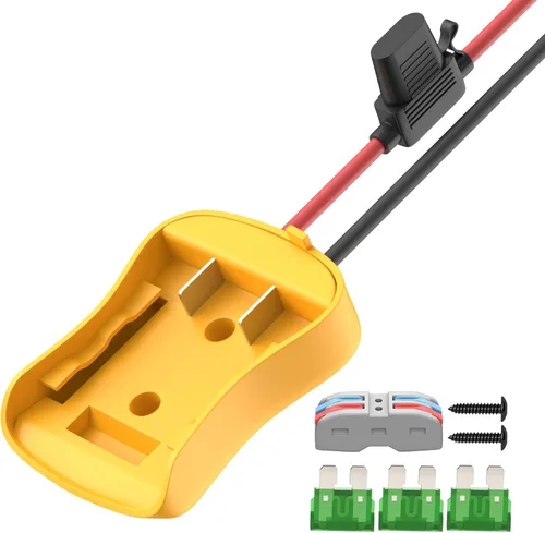 RVBOATPAT Adaptador de batería compatible con Dewalt 20V Power Wheel Adaptador de batería de cable 12 AWG Convertidores de batería con fusibles y