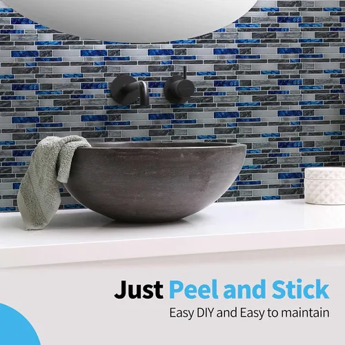 Vista 2 de Art3d - Azulejos autoadhesivos de alta calidad para salpicaduras de cocina, diseño de mármol, pack de 10 hojas de 30 x 30 cm