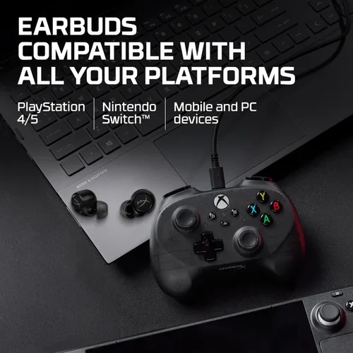 Vista 7 de HyperX Cirro Buds Pro - Auriculares inalámbricos verdaderos, cancelación activa de ruido, ANC, modo de sonido ambiental, baja latencia, Bluetooth