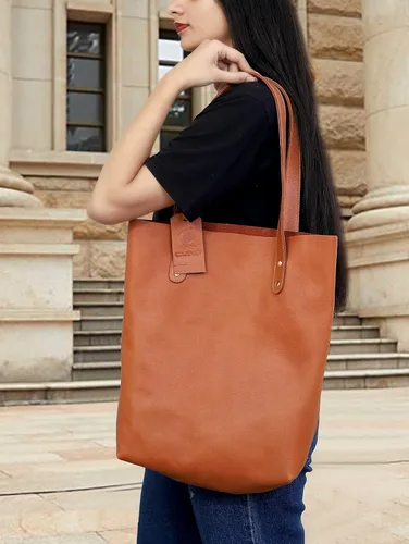 Vista 3 de Women Tote Bags Top Handle Satchel Handbags Genuine Leather Shoulder Purse
