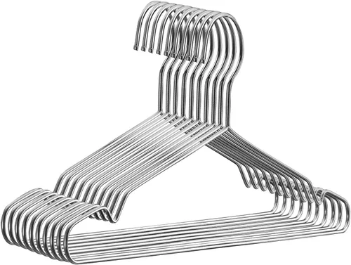 Fayleeko Paquete de 10 perchas de alambre – Perchas de metal de acero inoxidable fuertes y resistentes, ultra finas de 16.5 pulgadas, ahorro de