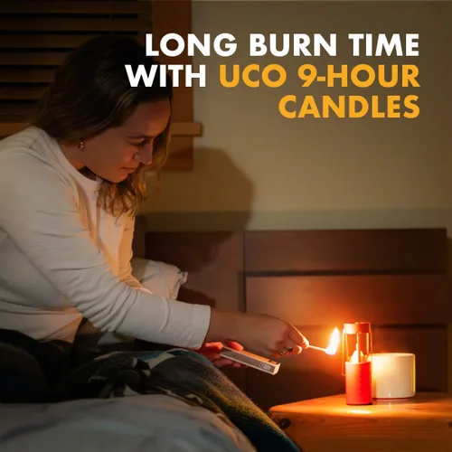 Vista 3 de UCO Linterna de Vela Original Paquete de Valor con 3 Velas y Bolsa de Almacenamiento, Tamaño Original, Recubierto en Polvo, Volcán
