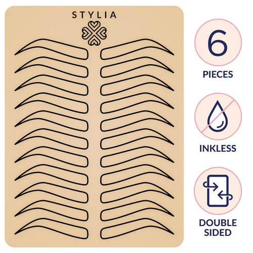 Vista 2 de Stylia Microblading Practice - Hoja de piel falsa para tatuaje de cejas, piel falsa para tatuaje, maquillaje de cejas de micro cuchillas, kit