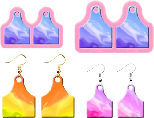 Vista 11 de 2 moldes de resina epoxi – moldes de aretes para hacer joyas, moldes de silicona para joyas de moda, molde de manualidades de resina de lágrima