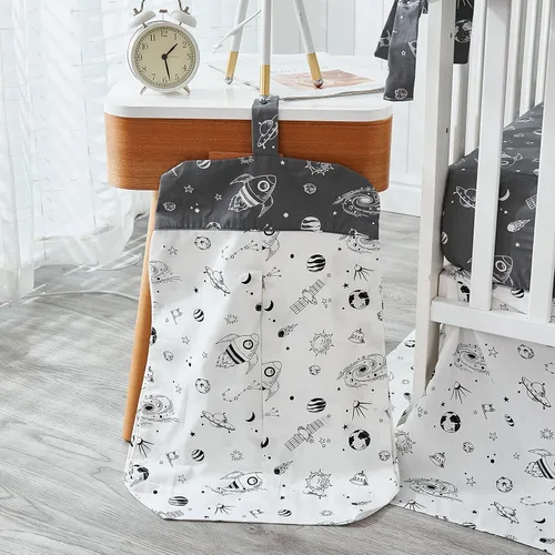 Vista 8 de Brandream Milky Way Space Galaxy - Juego de ropa de cama de 3 piezas para cuna de bebé niño y niña, con temática de cohete de nave espacial, ropa