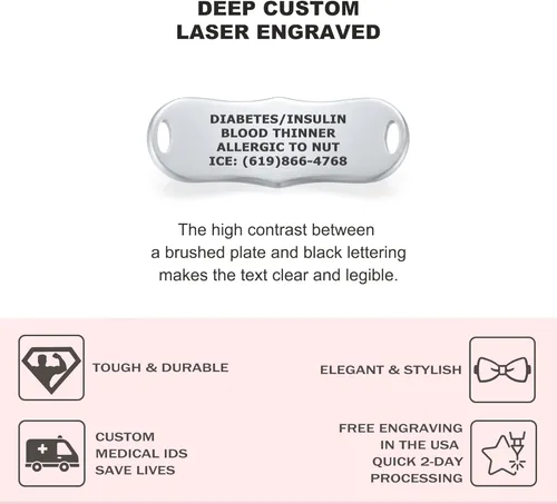 Vista 2 de Divoti Signature Custom Engraved Medical Alert ID Bracelet for Woman