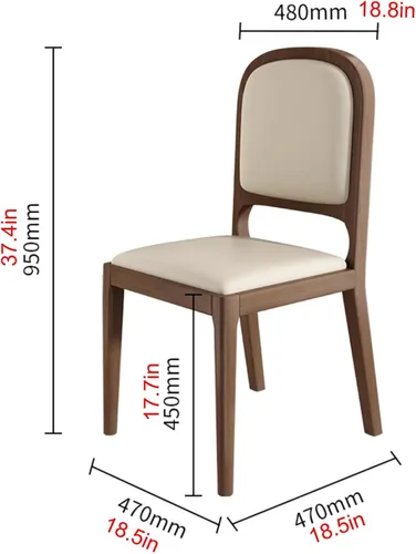 Vista 3 de Leather Seat Dining Room Chair with Back, Wooden Dining Chairs Set Kitchen Chair, Dining Room Chairs Armless Seat for Kitchen Living Room Black