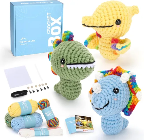 Vista 25 de Kit de ganchillo para principiantes: kit de ganchillo de 2 piezas, crea el primero, incluye gancho, hilo suave y accesorios, manualidades