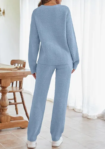 Vista 3 de MEROKEETY Conjunto de pijama de 2 piezas de forro polar mullido para mujer