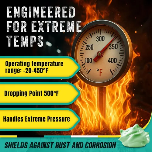 Vista 5 de Tubo de grasa verde ultra resistente (3 onzas, paquete de 3) – NLGI 2, alta temperatura, resistente al agua, grado marino, resistente a