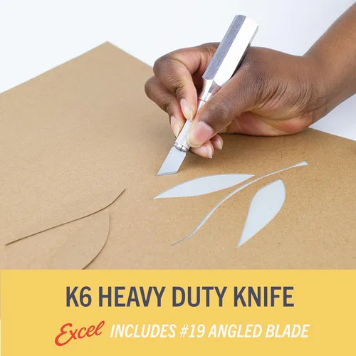 Vista 4 de Excel Blades K6 - Cuchillo de precisión resistente – Mango de metal hexagonal con hoja en ángulo #19 – Cuchillo artesanal de fácil cambio