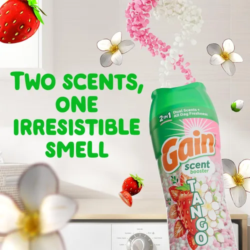 Vista 2 de Gain Tango - Cuentas potenciadoras de aroma para lavandería 2 en 1, aroma a fresa y manteca de karité, 10.7 onzas, cuentas de lavandería con aromas