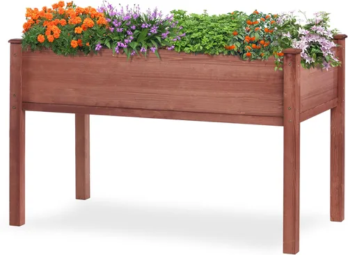 Vista 16 de Cama de Jardín Elevada con Patas de 31x16x31 pulgadas, Maceta de Madera para Plantas de Exterior, Flores, Frutas, Vegetales y Hierbas