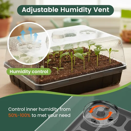 Vista 5 de Paquete de 5 cúpulas de alta humedad de 5 pulgadas para SOLIGT Medium 14 x 10.8 x 2.3 pulgadas, rejillas de ventilación ajustables, mango portátil