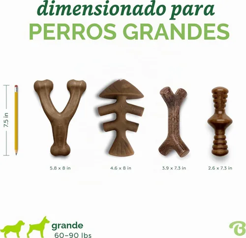 Vista 5 de Benebone - Paquete de 2 juguetes masticables duraderos para perros, diseño Maplestick/Zaggler, tocino real, madera de arce real, fabricados