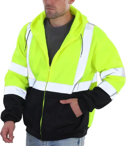Vista 15 de sesafety Sudadera de alta visibilidad de clase 3 para hombre, sudadera con capucha, sudadera con capucha de seguridad de alta visibilidad, seguridad