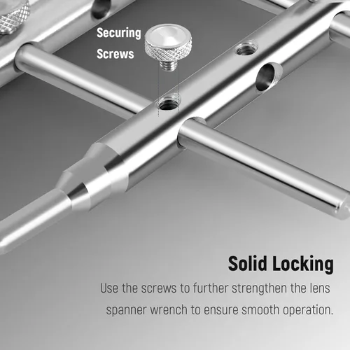 Vista 9 de NEEWER Llave de anillo de lente de acero inoxidable, herramienta profesional de doble cara curva con puntas planas/puntiagudas para quitar lentes