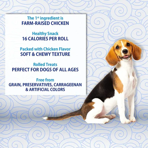Vista 4 de INABA Churu Rolls - Rollos para perros, sin granos, suaves y masticables al horno envueltos de pollo rellenos de churu, 0.42 onzas cada palito 24