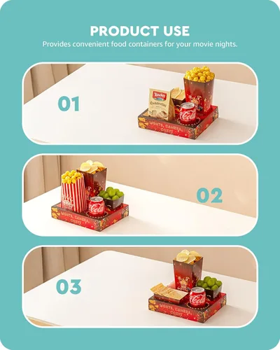 Vista 4 de Baffect Bandejas de aperitivos de noche de película 100 piezas Incluyen 20 bandejas de noche de película, 20 cajas de palomitas de maíz, 20